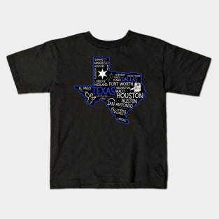 Dallas Texas cute map San Antonio Austin Fort Worth El Paso Dallas TX state Kids T-Shirt